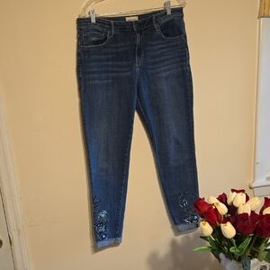 DRIFTWOOD Blue Cropped Ankle Jeans with Distressed Accents